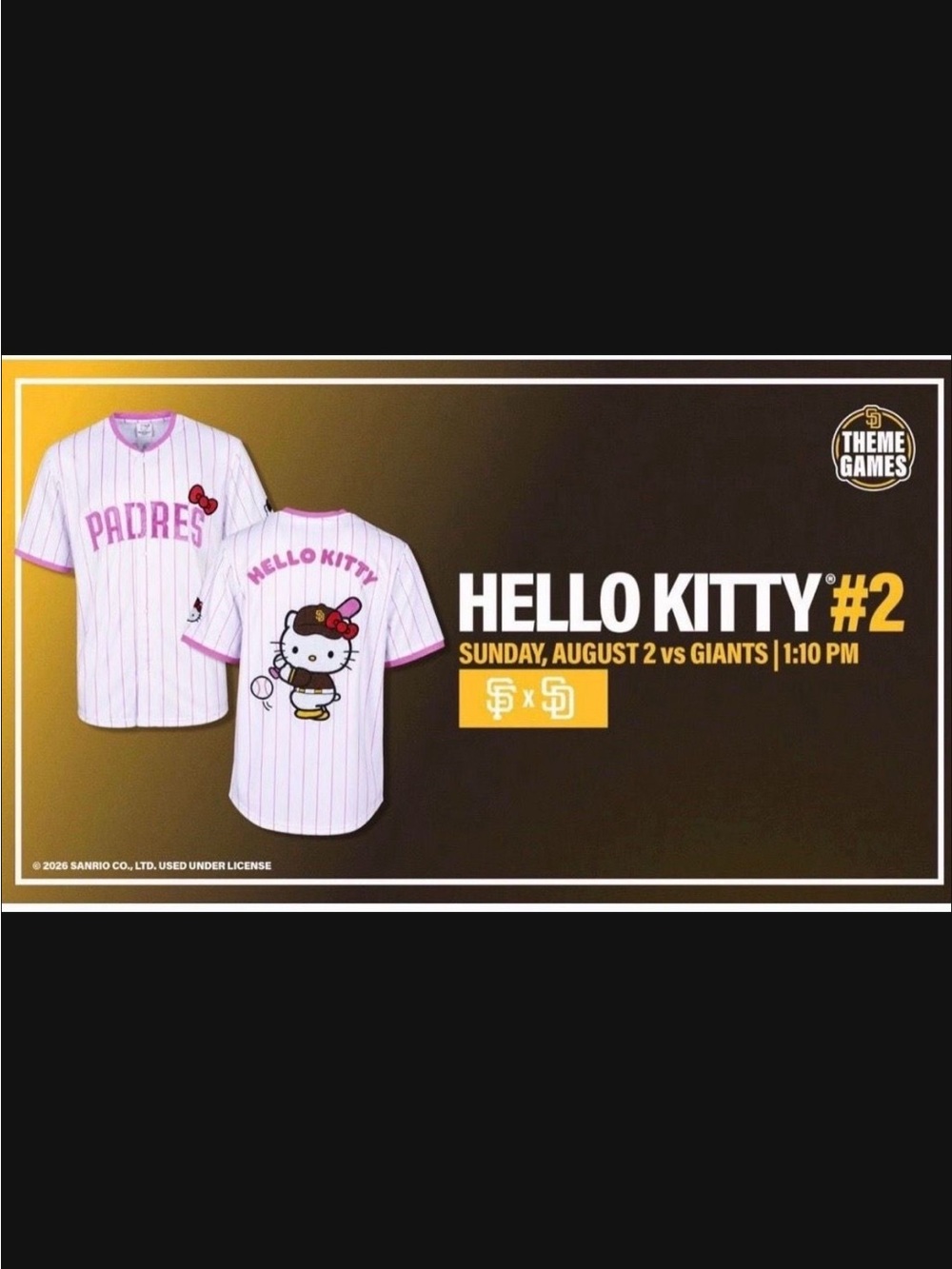 Hello Kitty San Diego Padres Pink Pinstripe Jersey
